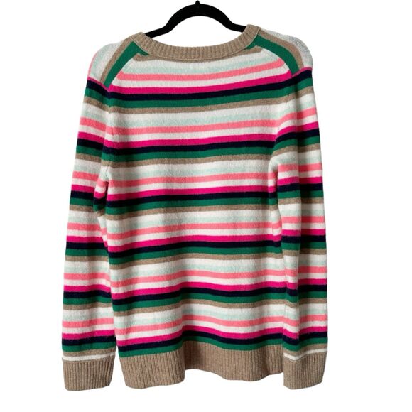 J. Crew Extra Soft Yarn Colorful Striped Crewneck Pullover Sweater Size Large - Picture 2 of 6